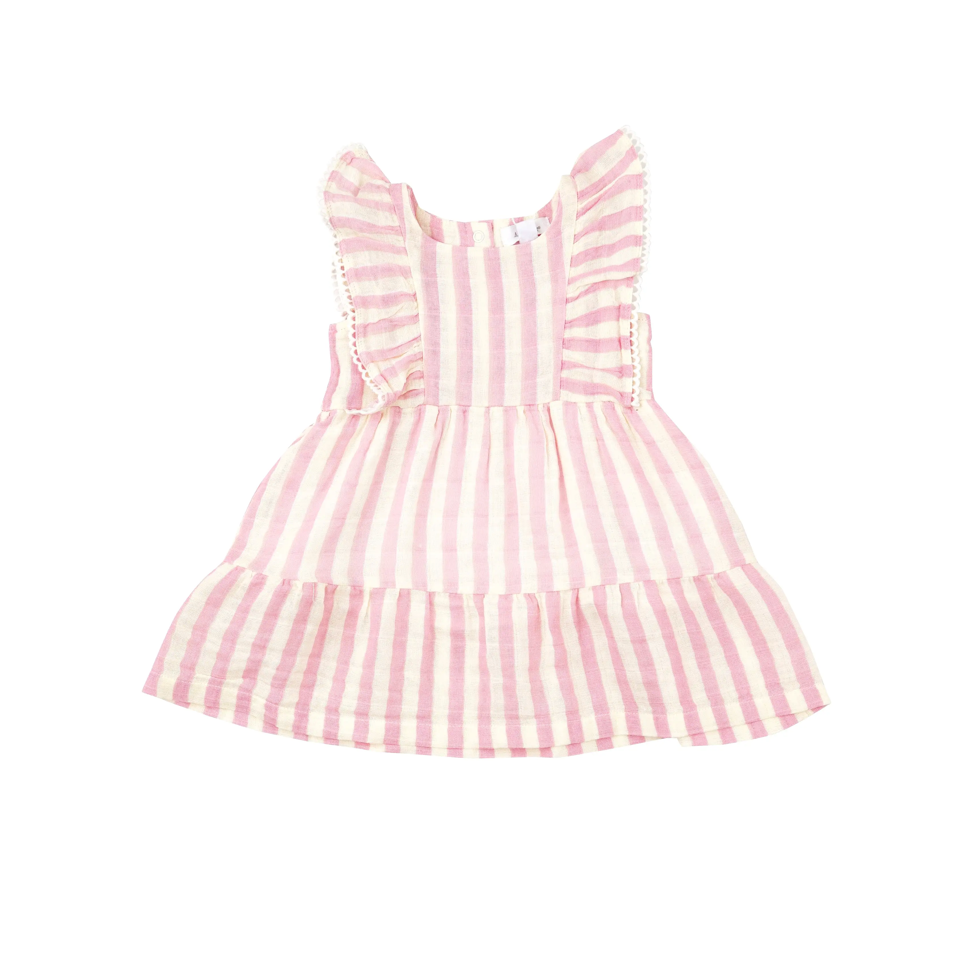 Angel Dear - Pink Stripe Picot Trim Edged Dress