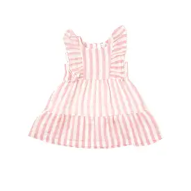 Angel Dear - Pink Stripe Picot Trim Edged Dress