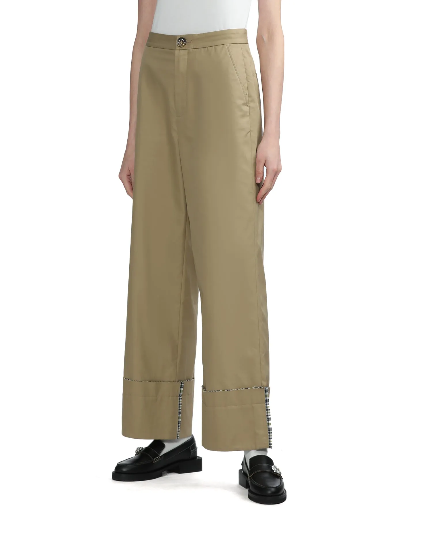 BAPY CHECK WIDE LEG PANTS LADIES