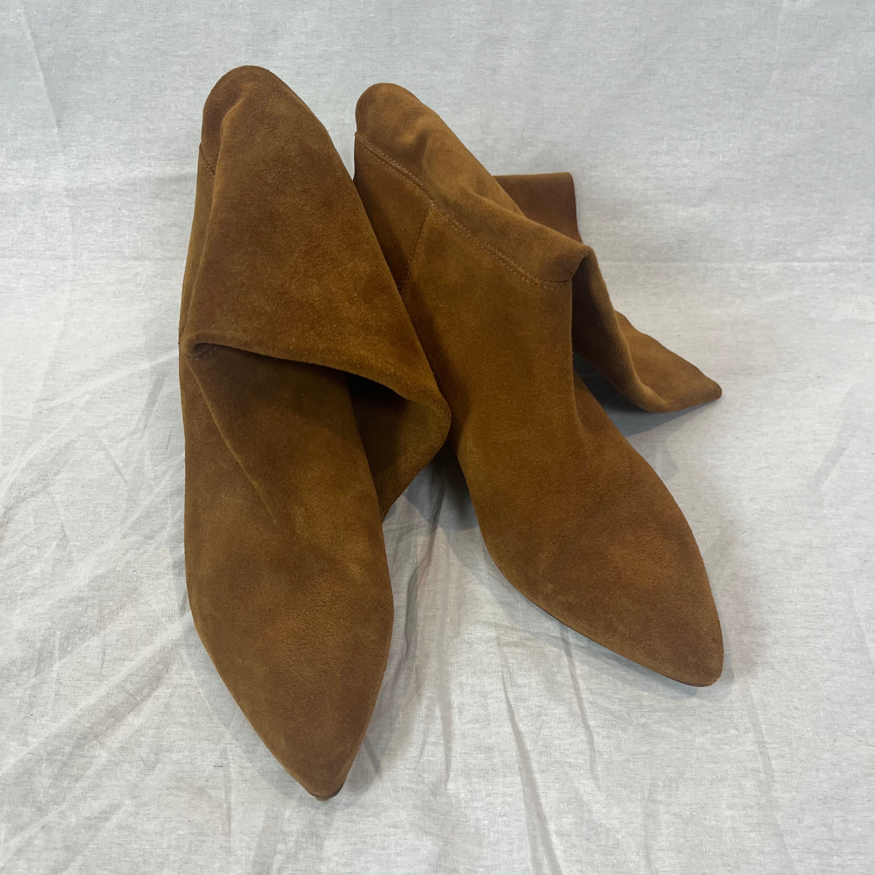 Ba&Sh Tan Suede Kitten Heel Ankle Boots 38