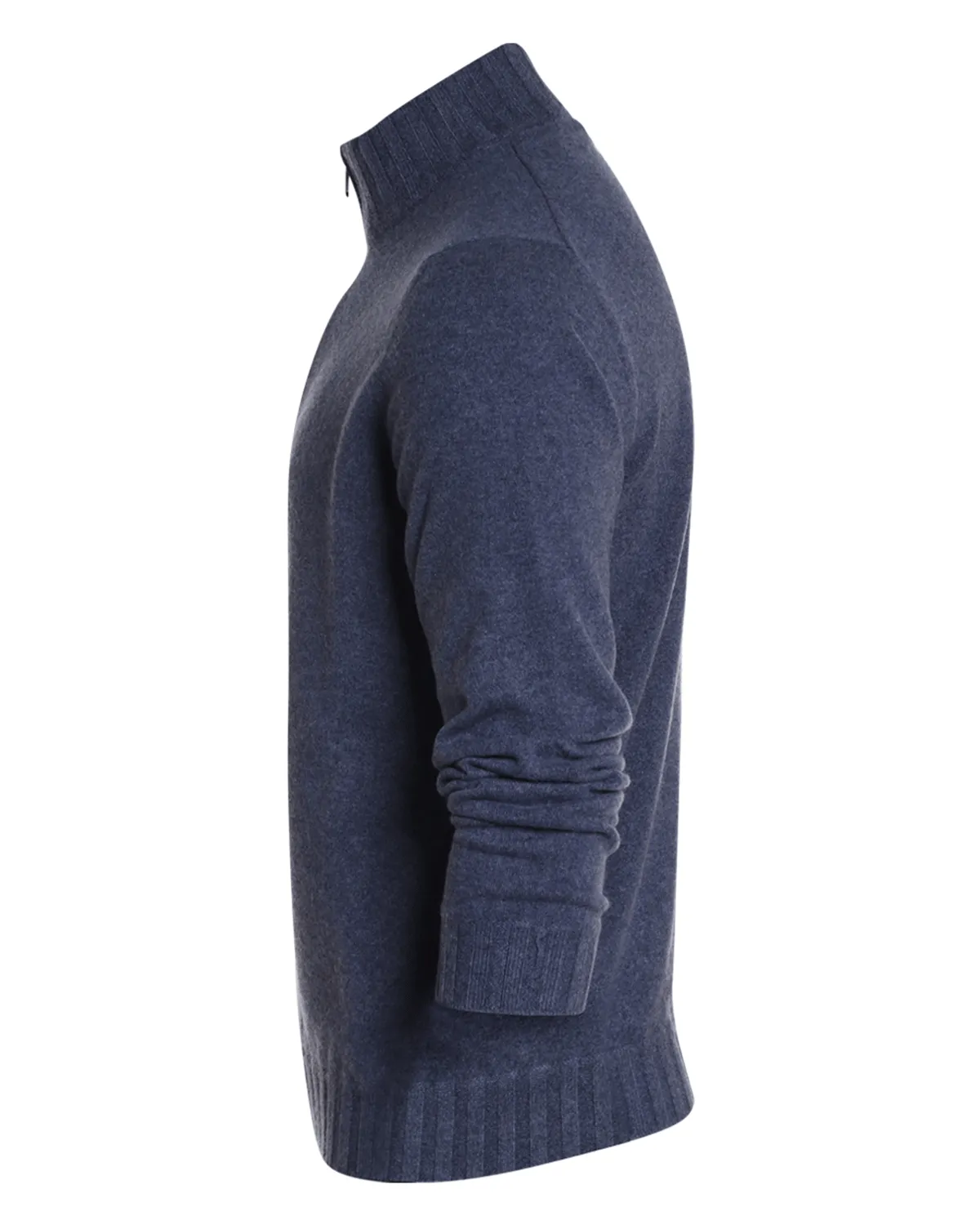 Blue Cashmere Quarter Zip Sweater