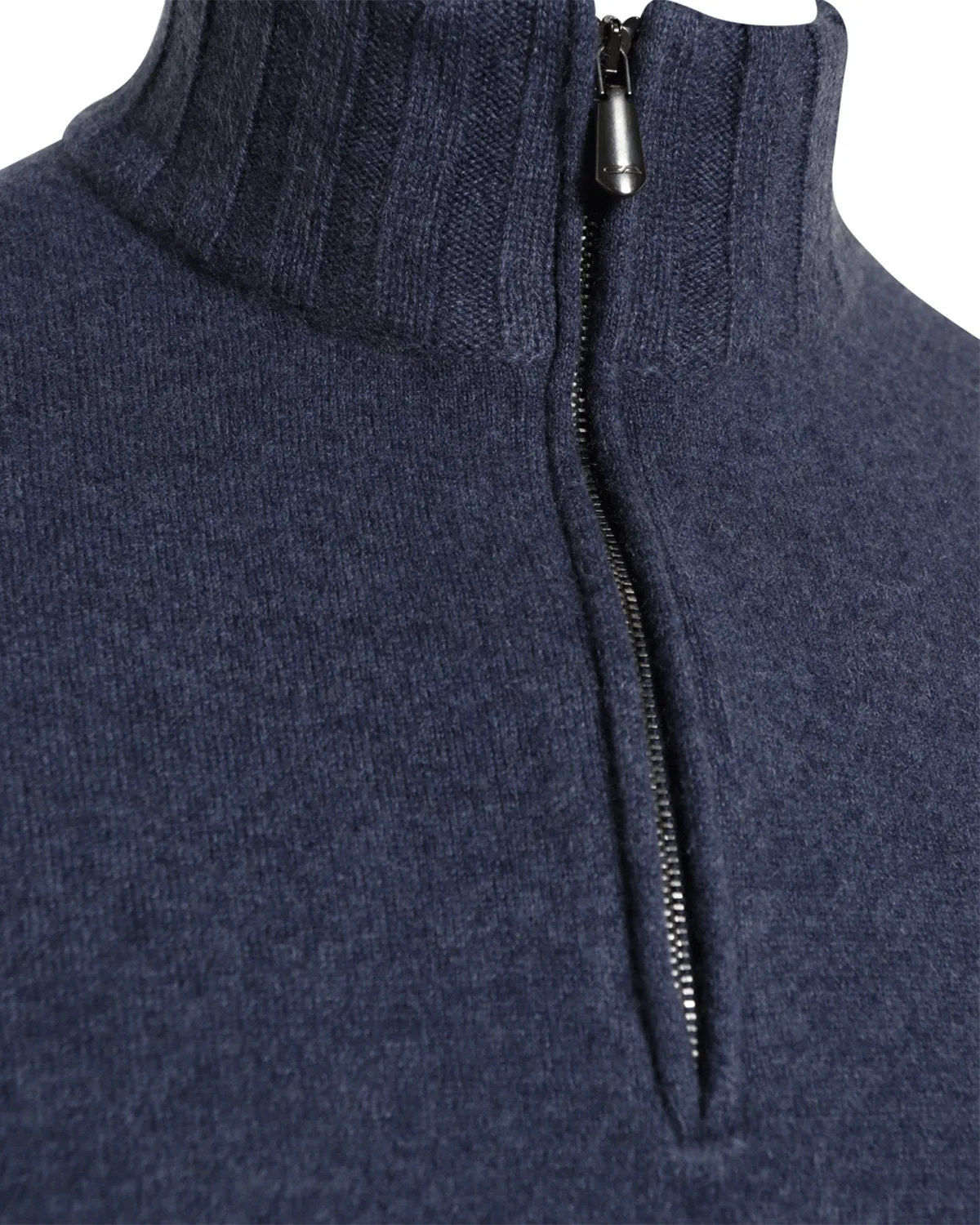 Blue Cashmere Quarter Zip Sweater