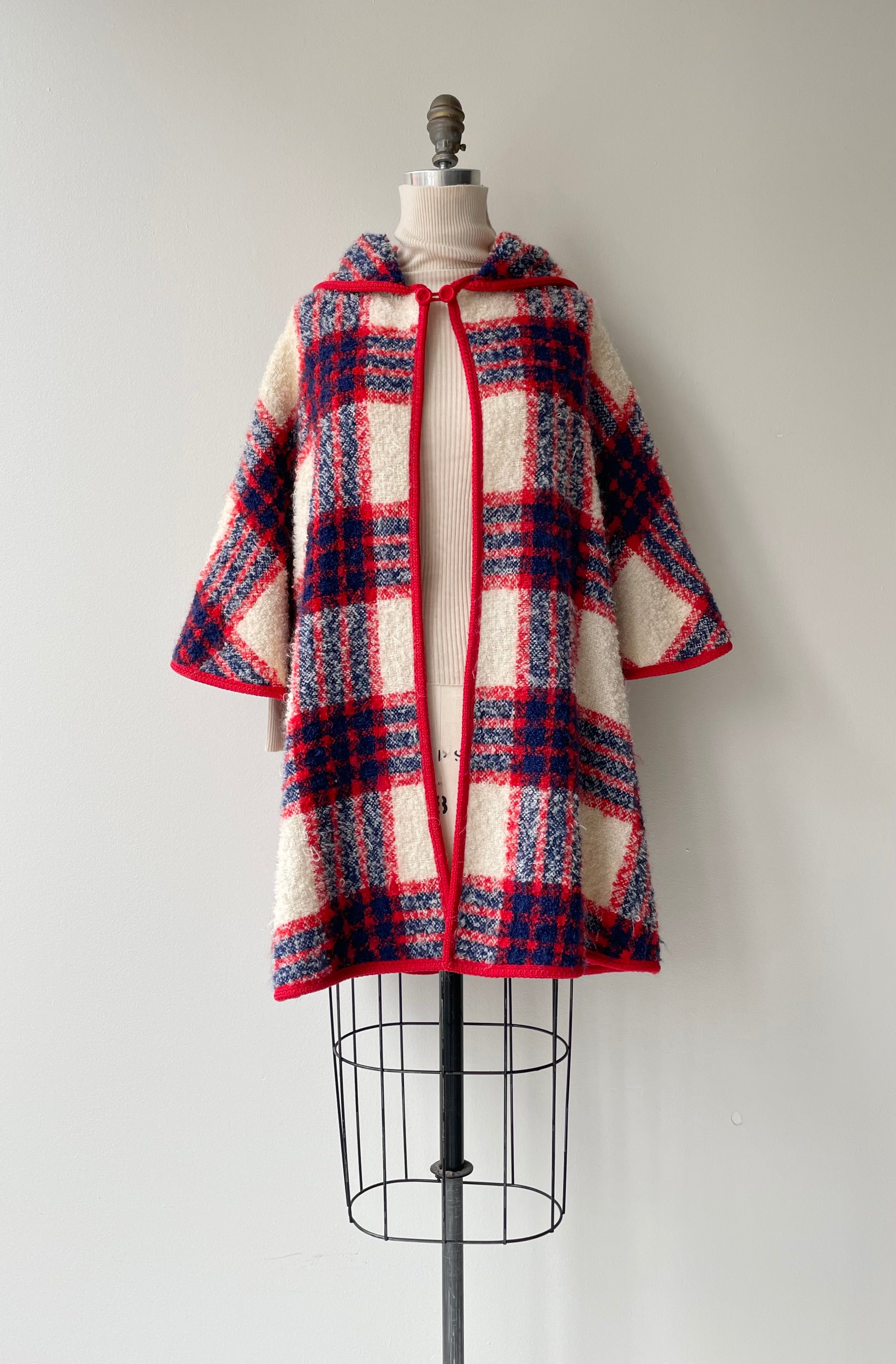 Boucle Wool Tartan Coat