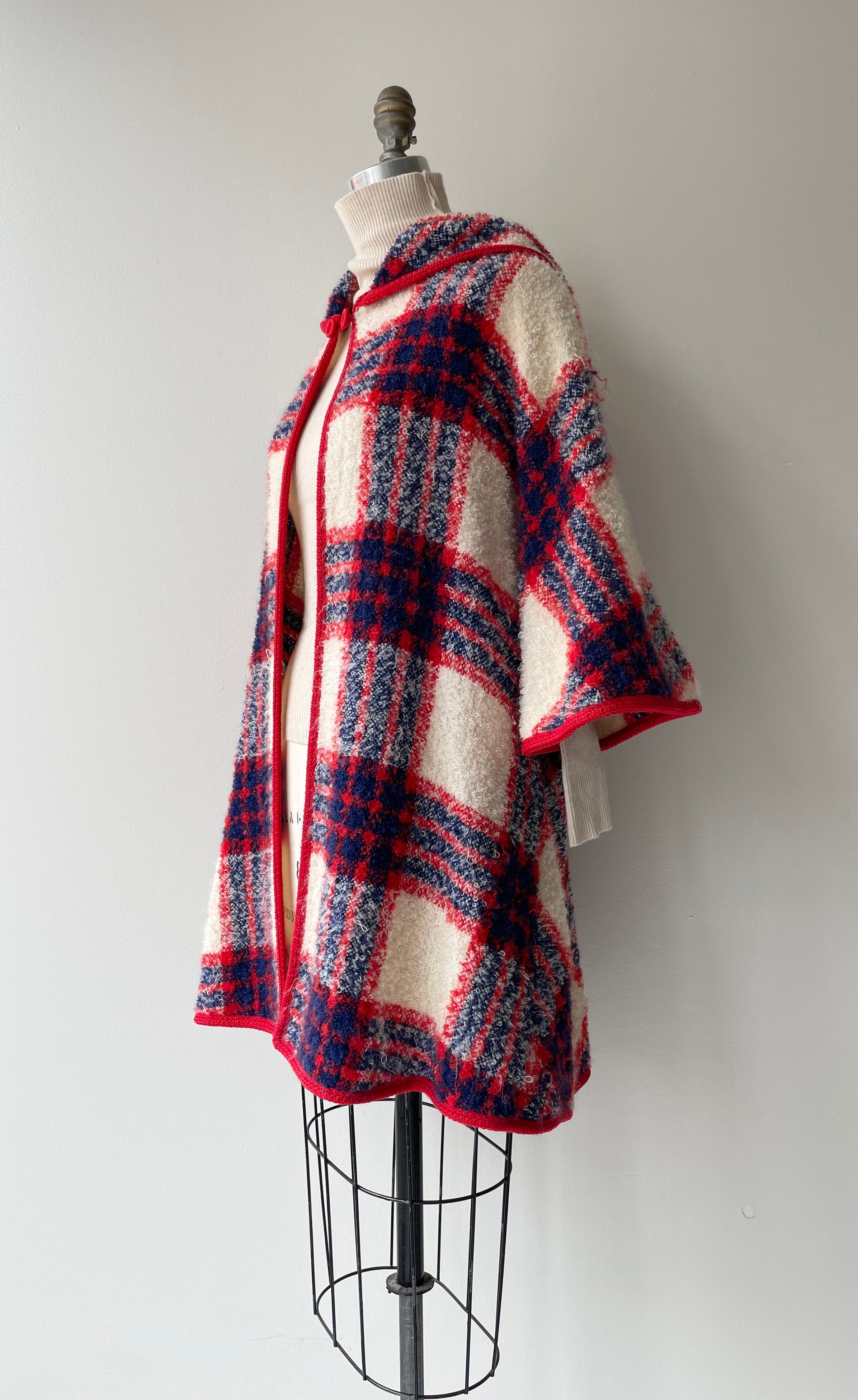 Boucle Wool Tartan Coat