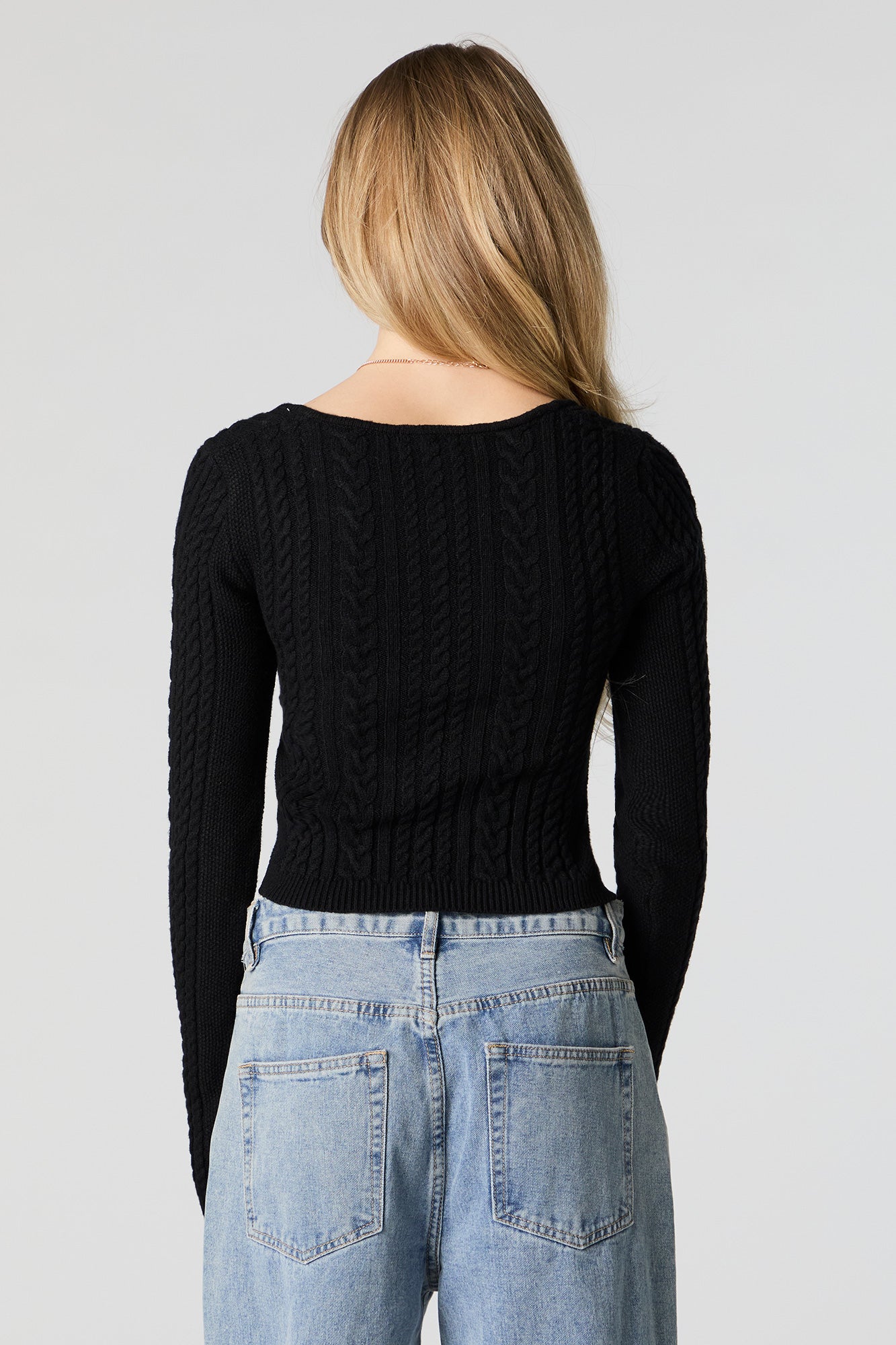 Cable Knit Sweetheart Sweater