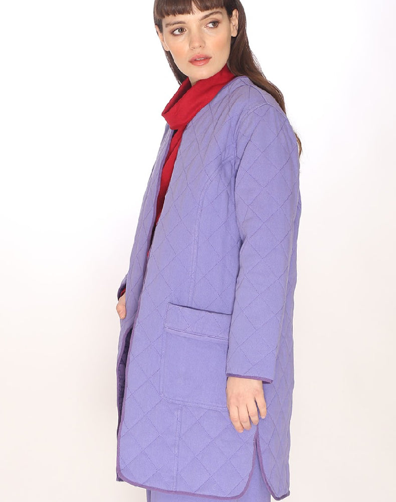 CANVAS QUILTED COAT LILAC