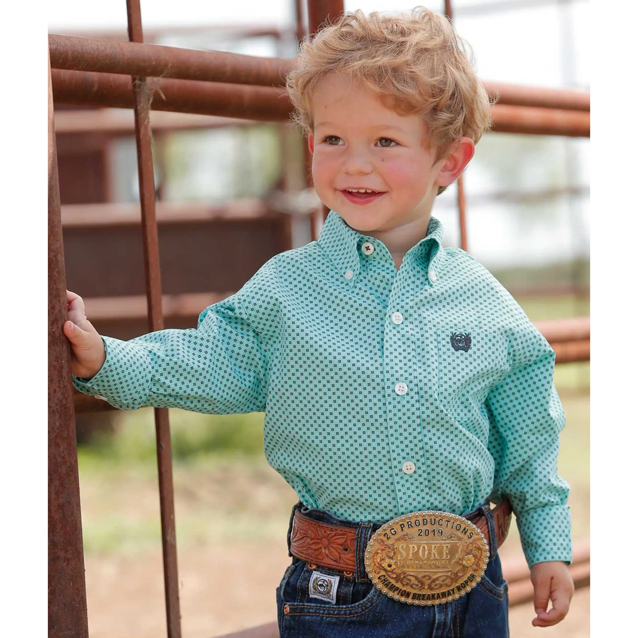 Cinch Boy's Light Blue Print Shirt