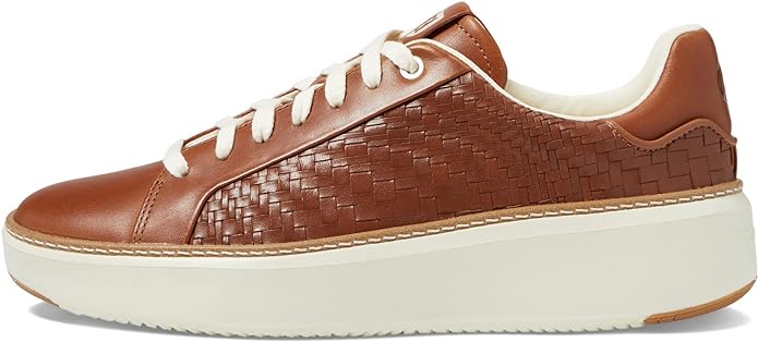 Cole Haan Grandpro Topspin British Tan Woven Leather Chunky Low Top Sneakers