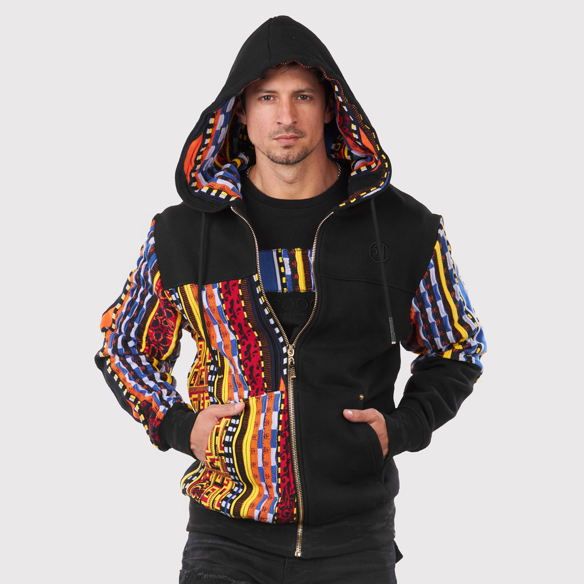 COOGI Brilliant (Mixed-Media Sweater Pieced Fleece Hoody)