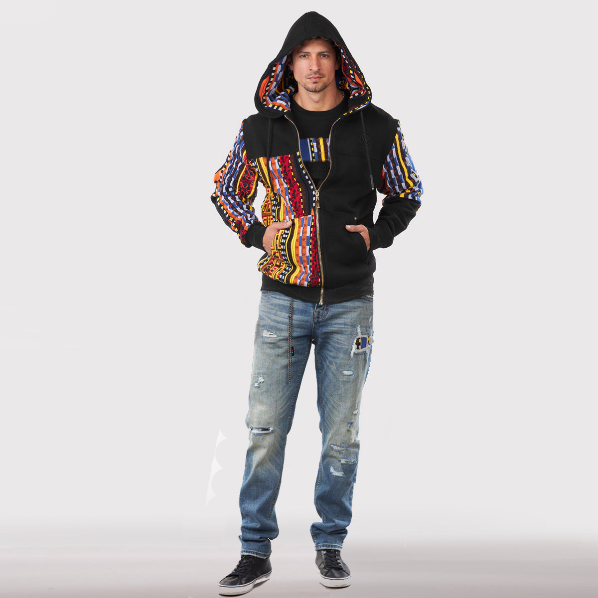 COOGI Brilliant (Mixed-Media Sweater Pieced Fleece Hoody)