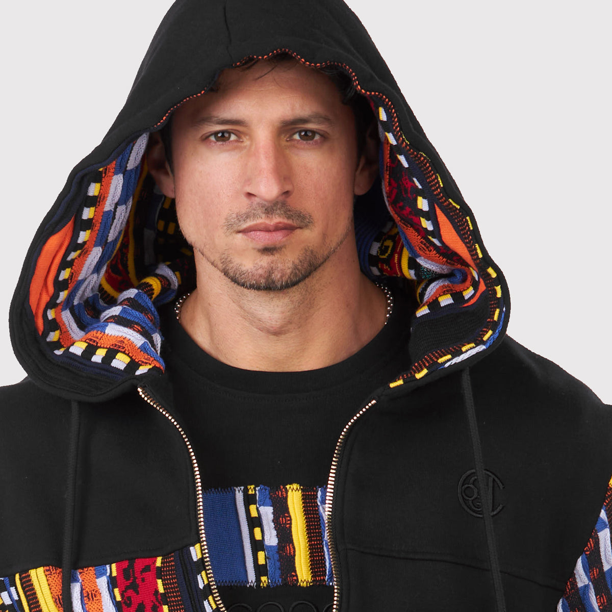 COOGI Brilliant (Mixed-Media Sweater Pieced Fleece Hoody)