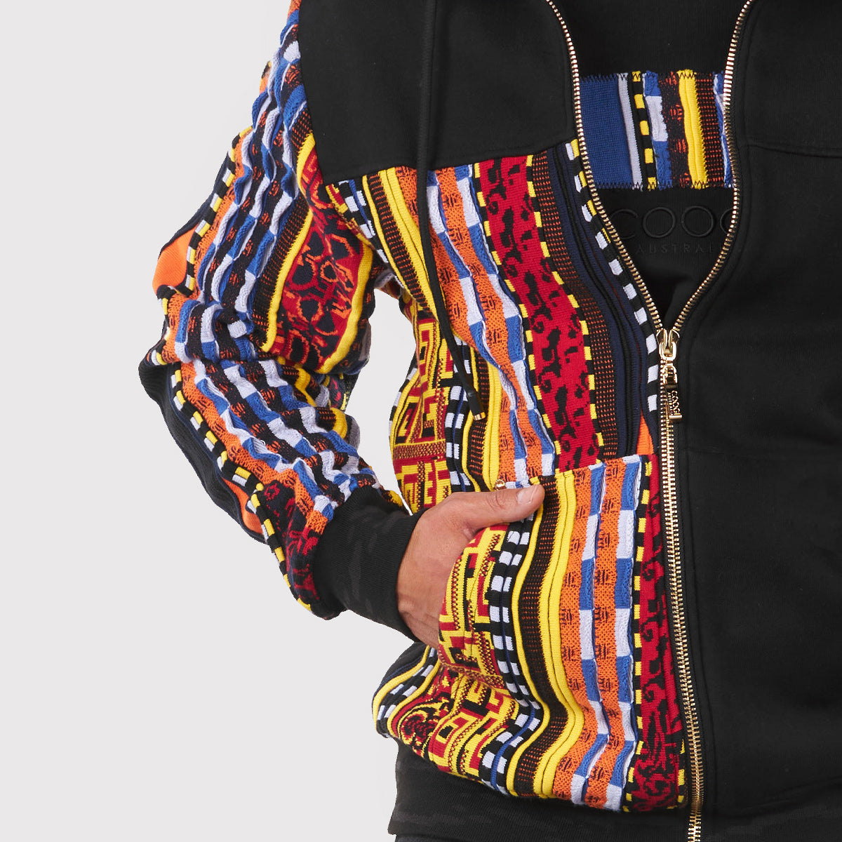 COOGI Brilliant (Mixed-Media Sweater Pieced Fleece Hoody)