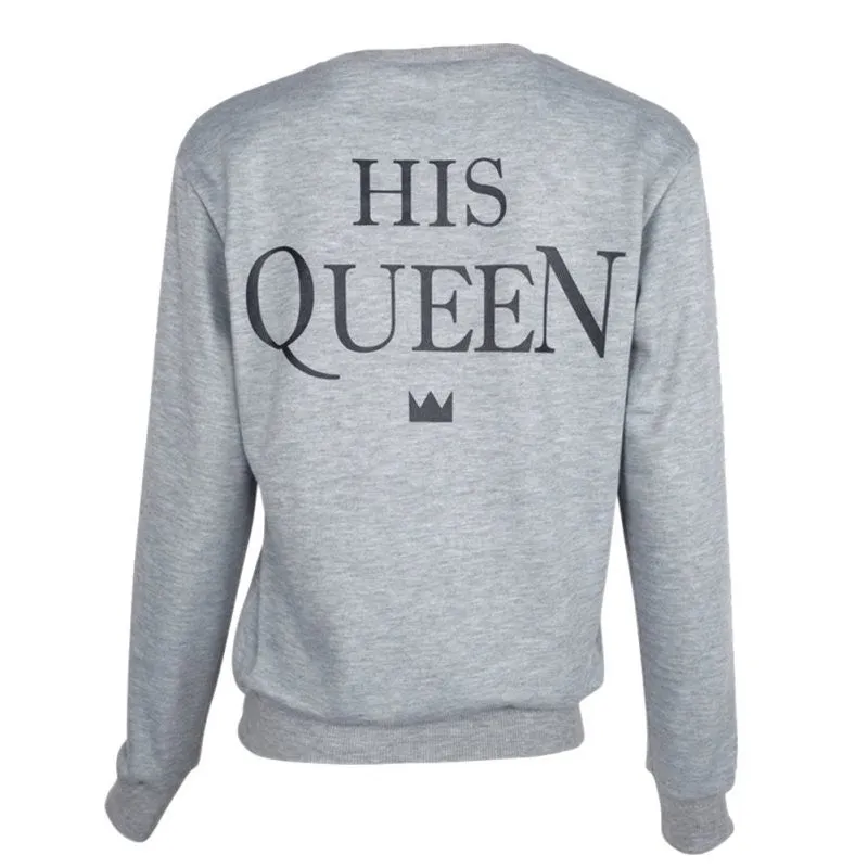 Couples Sweatshirts Print KING QUEEN Long Sleeve Hoodies Lovers Sweatshirt Men and Women Pullovers SM6