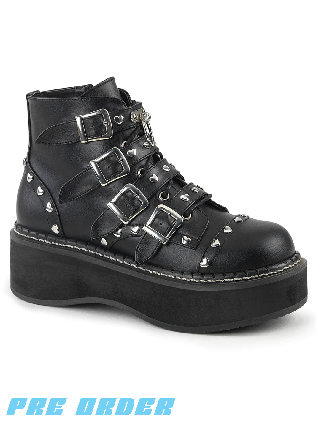 DEMONIA EMILY-315 - BLACK VEGAN LEATHER  PRE ORDER 