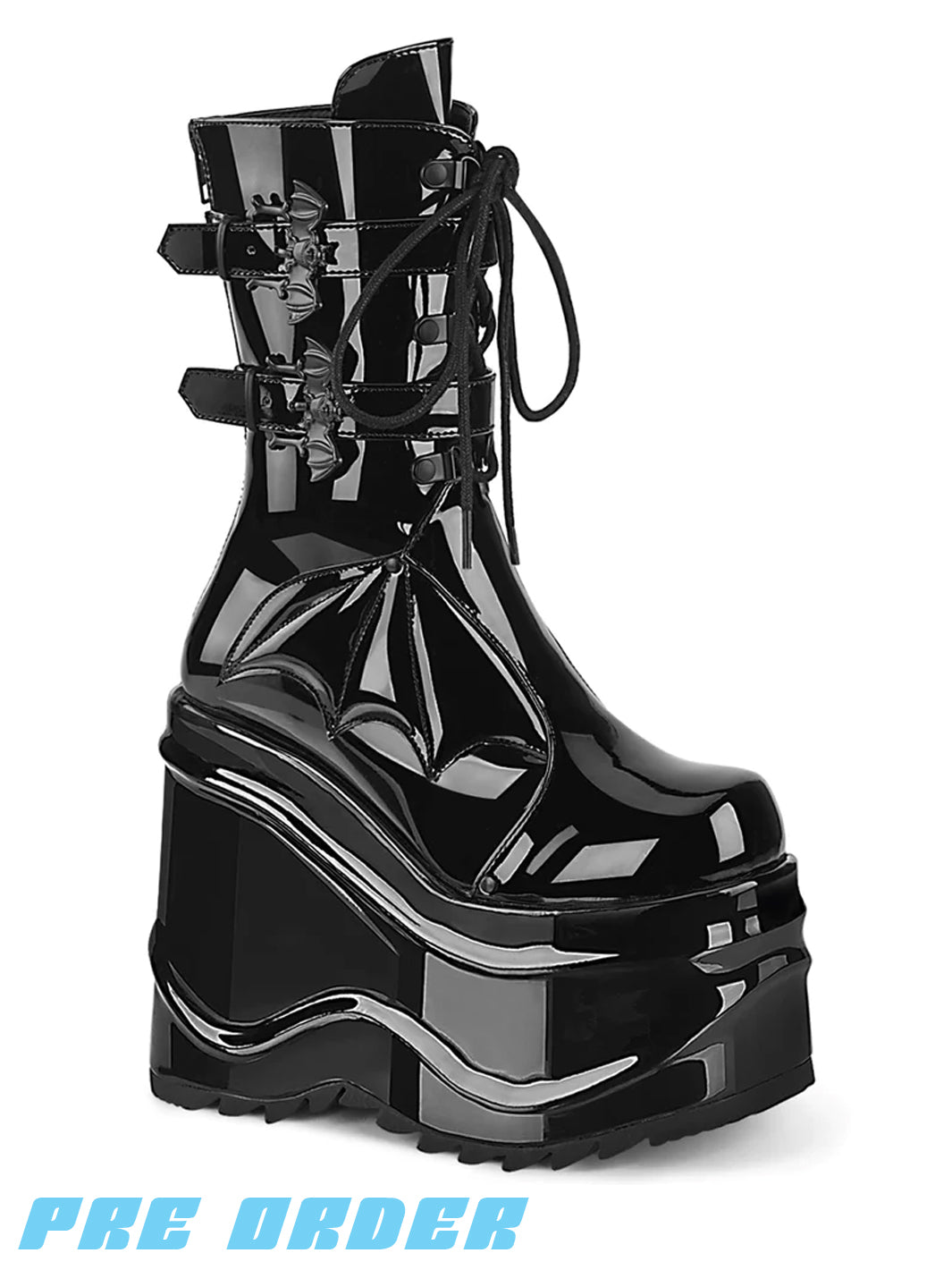 DEMONIA WAVE-150 - BLACK PATENT  PRE ORDER 