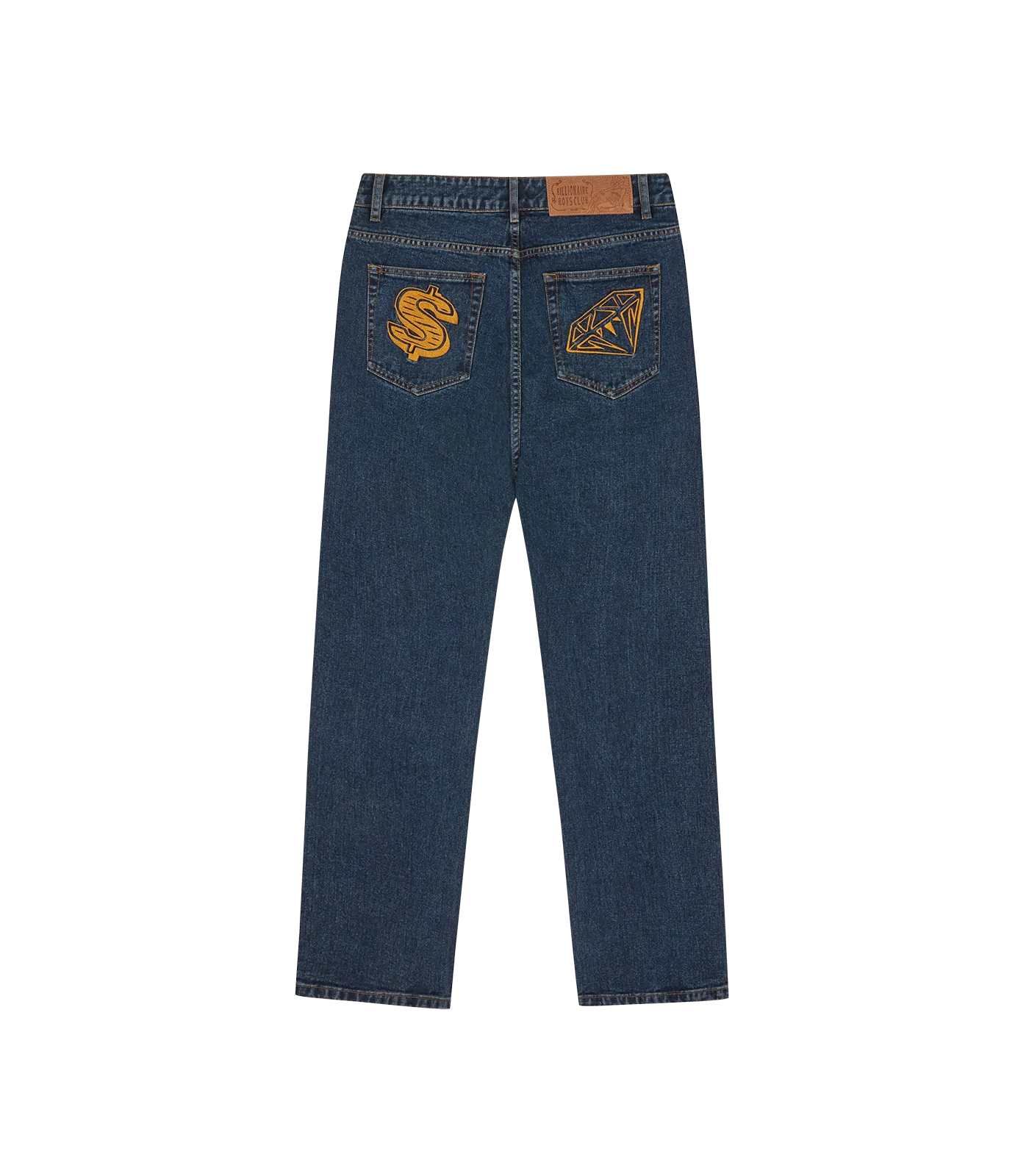 DIAMOND & DOLLAR EMBROIDERED DENIM PANTS - INDIGO