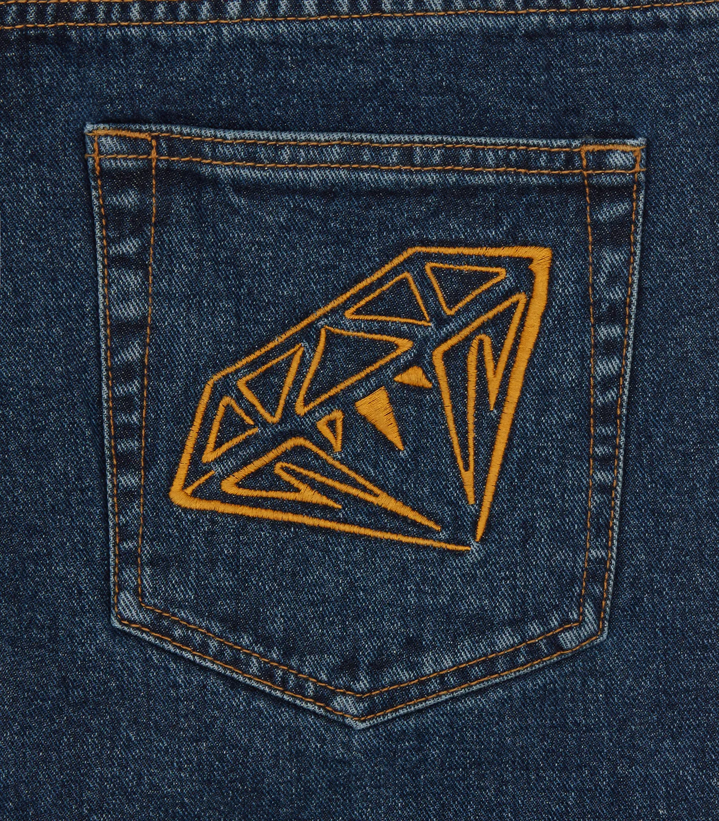 DIAMOND & DOLLAR EMBROIDERED DENIM PANTS - INDIGO