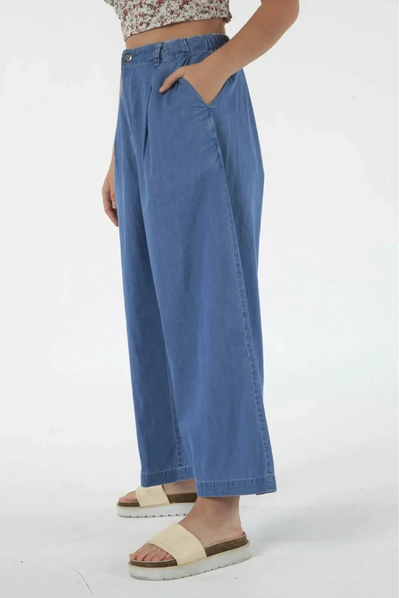 Double Second Blue Chambray Pants