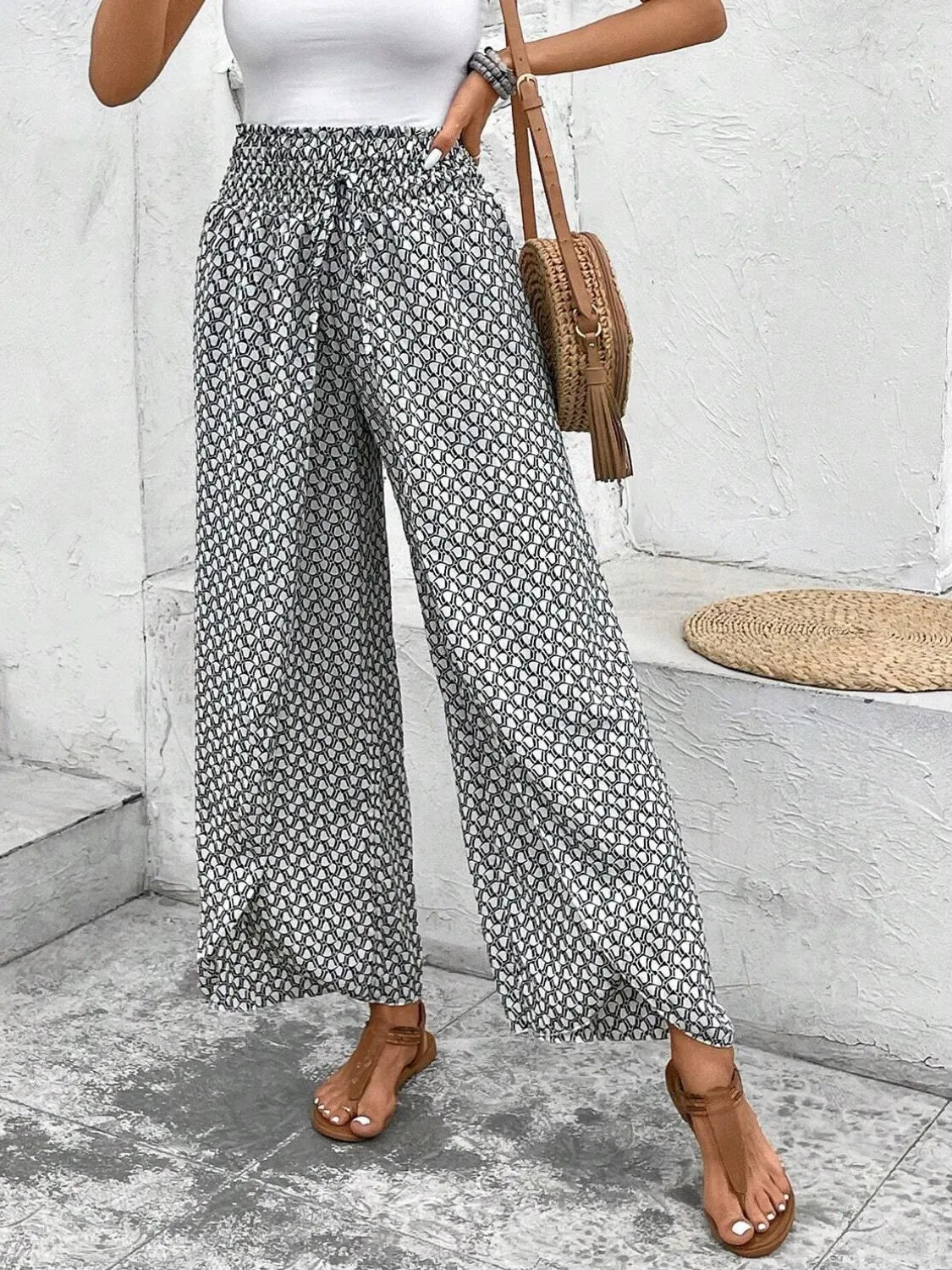 Finnley Tied Printed Wide Leg Pants