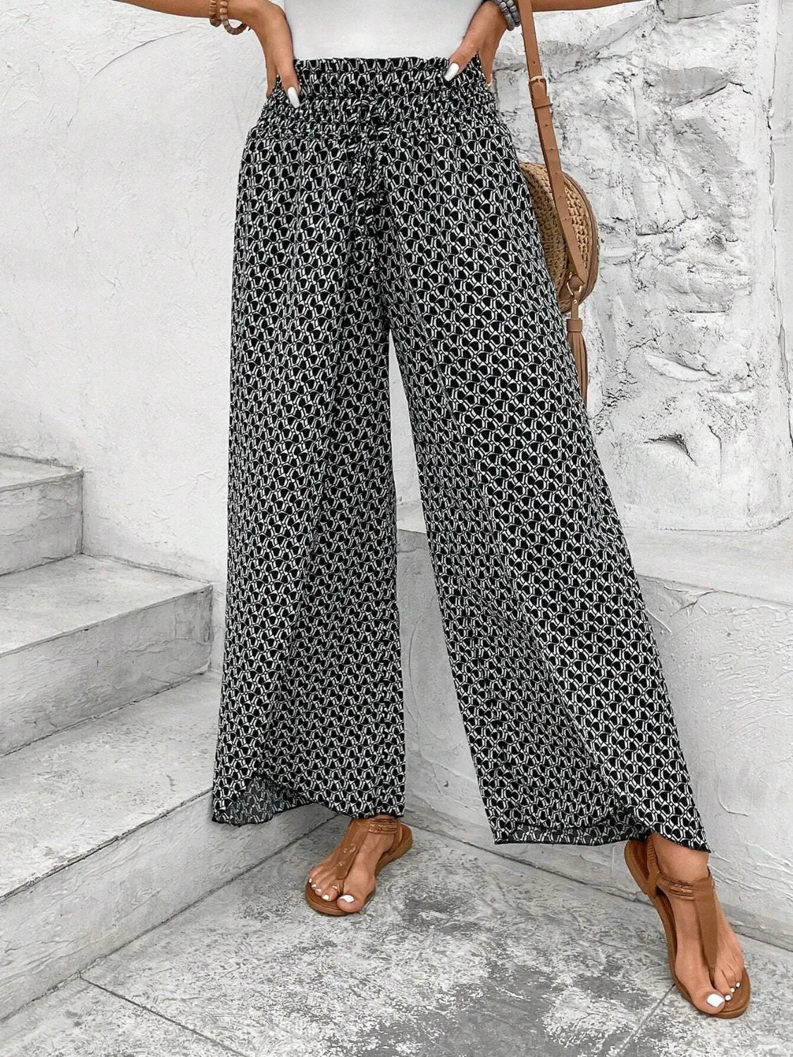 Finnley Tied Printed Wide Leg Pants