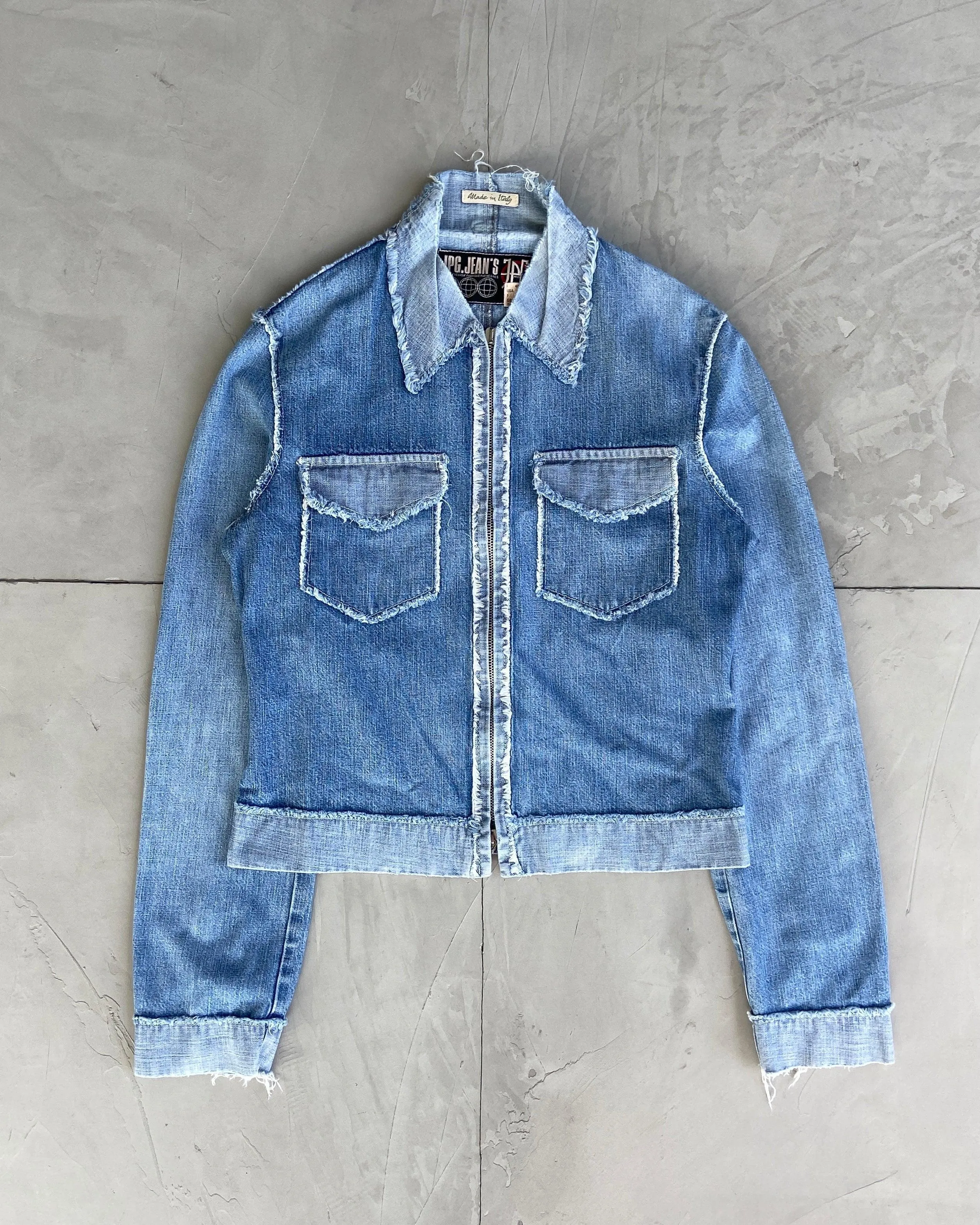 GAULTIER 'JPG JEAN'S' RAW HEM DENIM JACKET - M