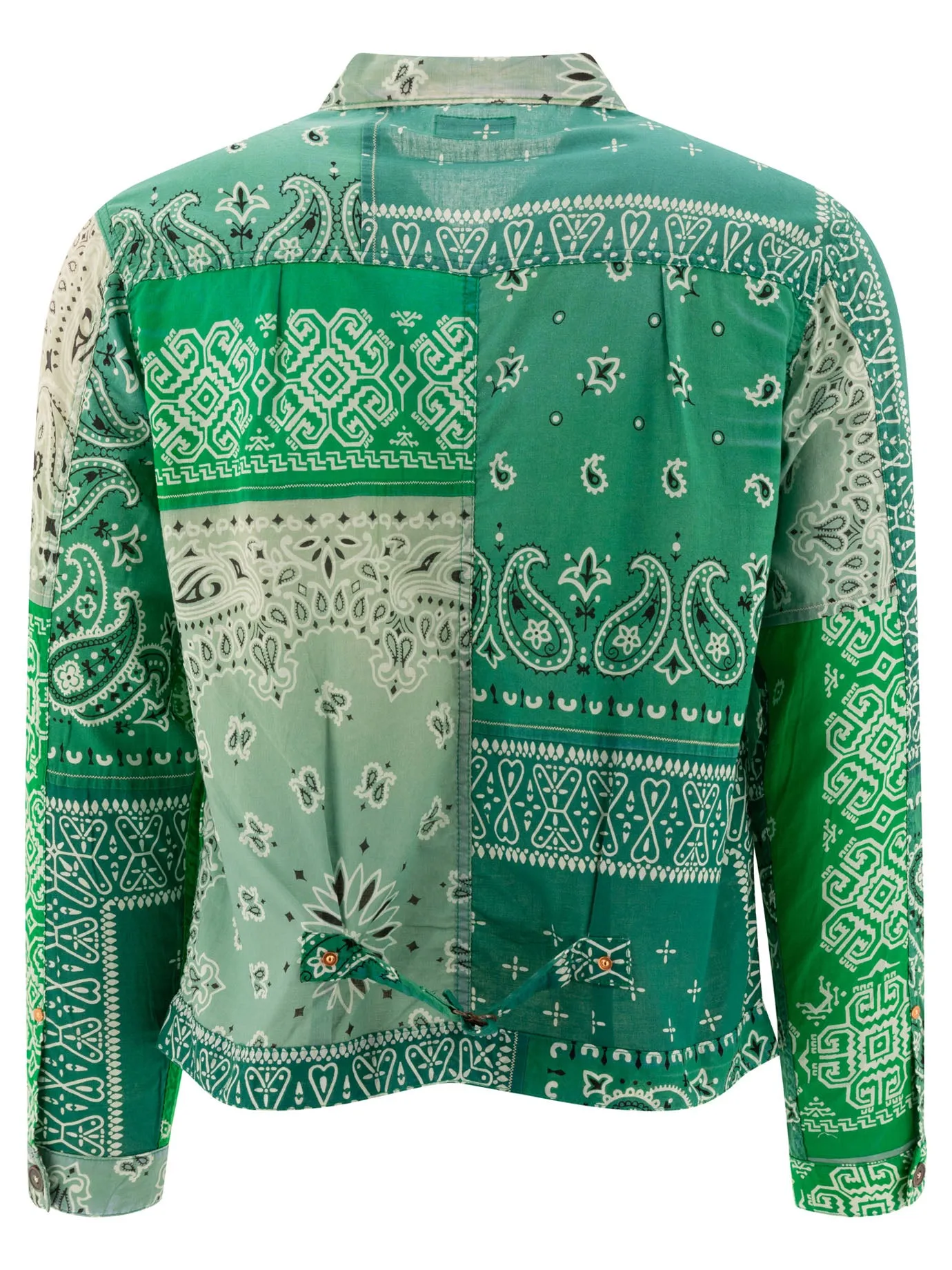 Gauze Bandana Patchwork Shirts Green