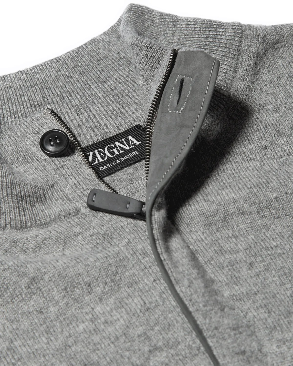 Grey Oasi Cashmere Zip Mock Sweater