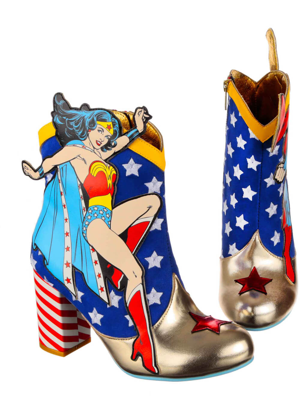 Irregular Choice x Justice League Stronger Together Boots Aqua