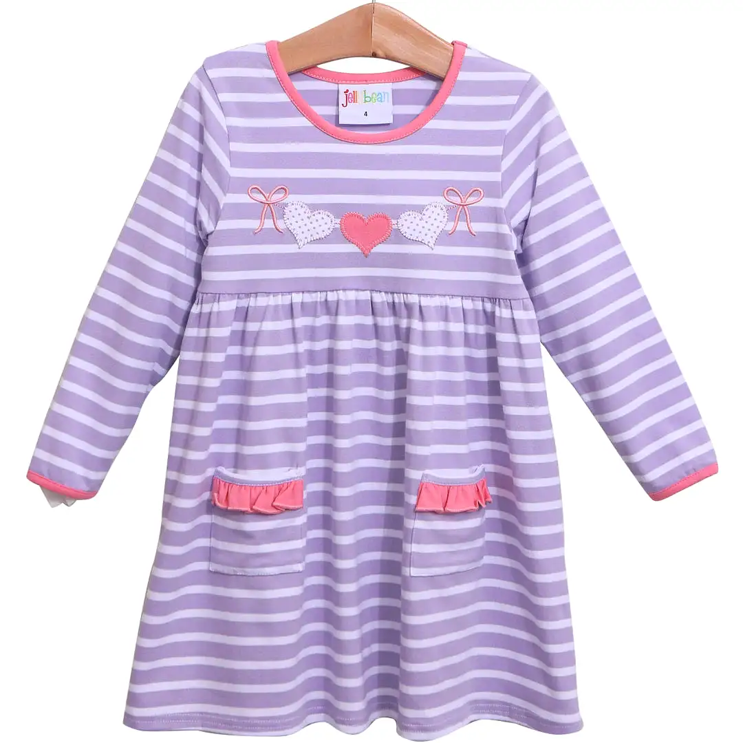 Jellybean - Heart Banner Applique Pocket Dress