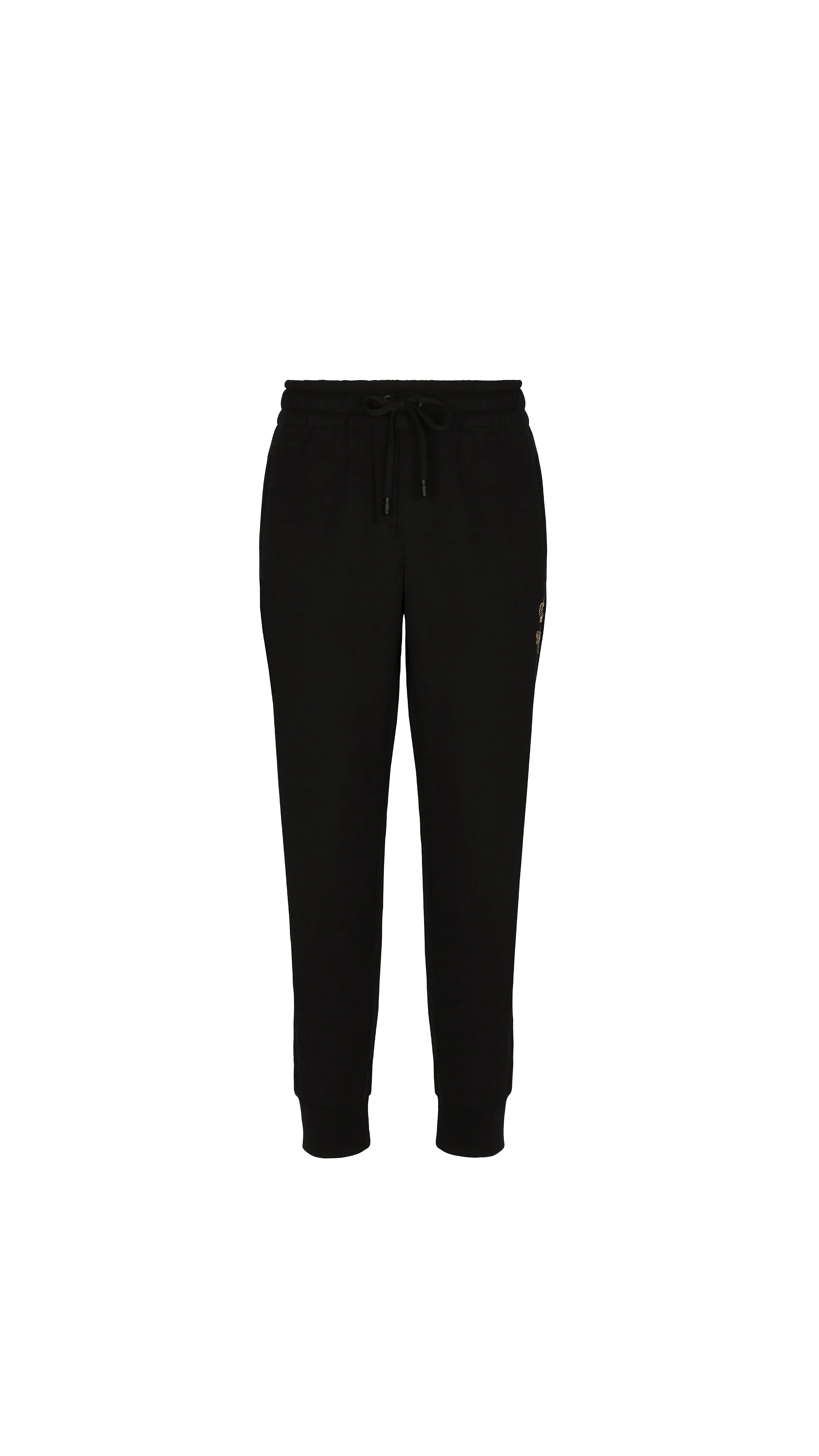 Jersey Jogging Pants With Embroidery - Black