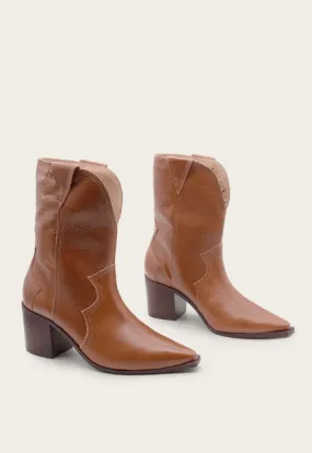 Kaanas Petra Cowboy Bootie in Toffee