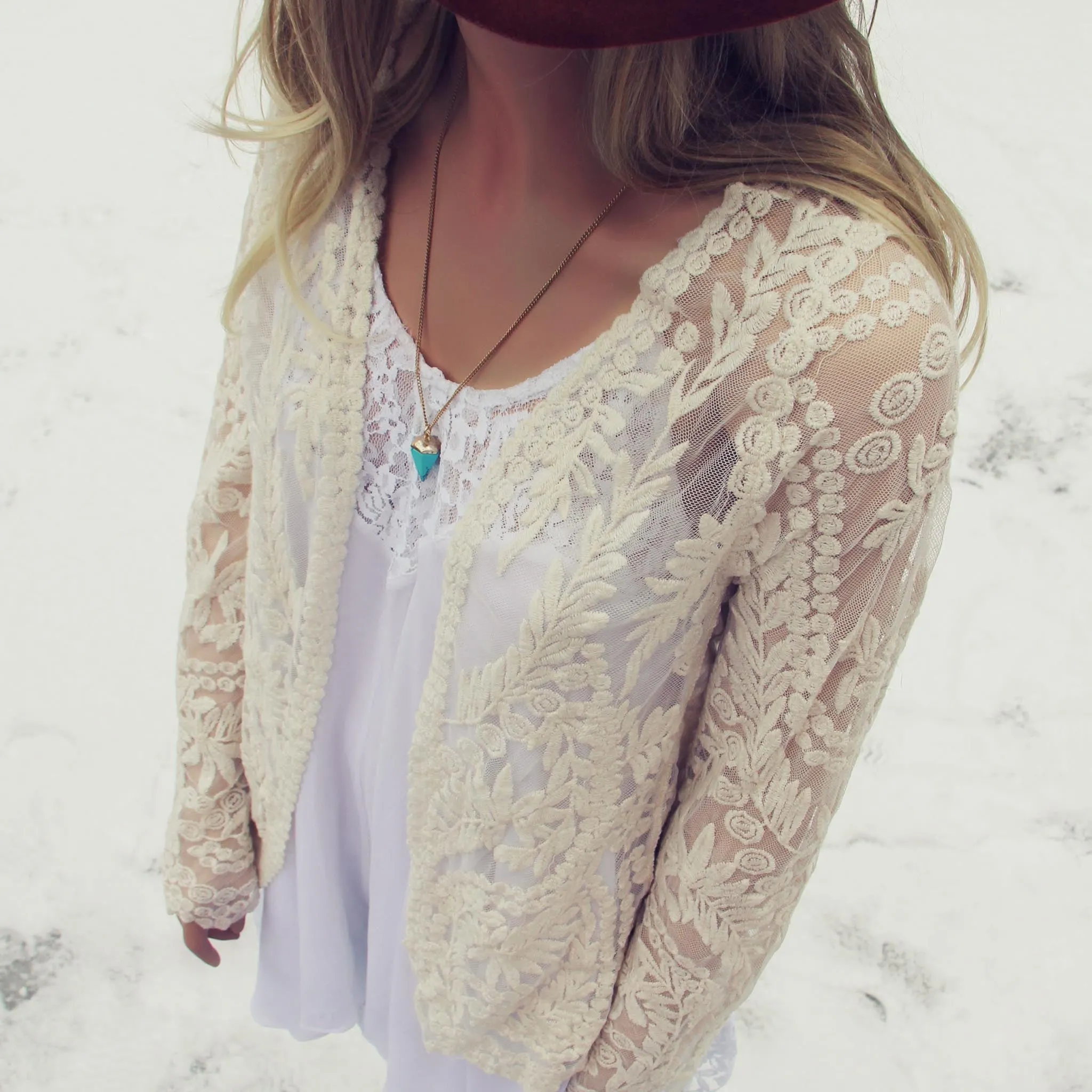 Laced in Snow Cardigan