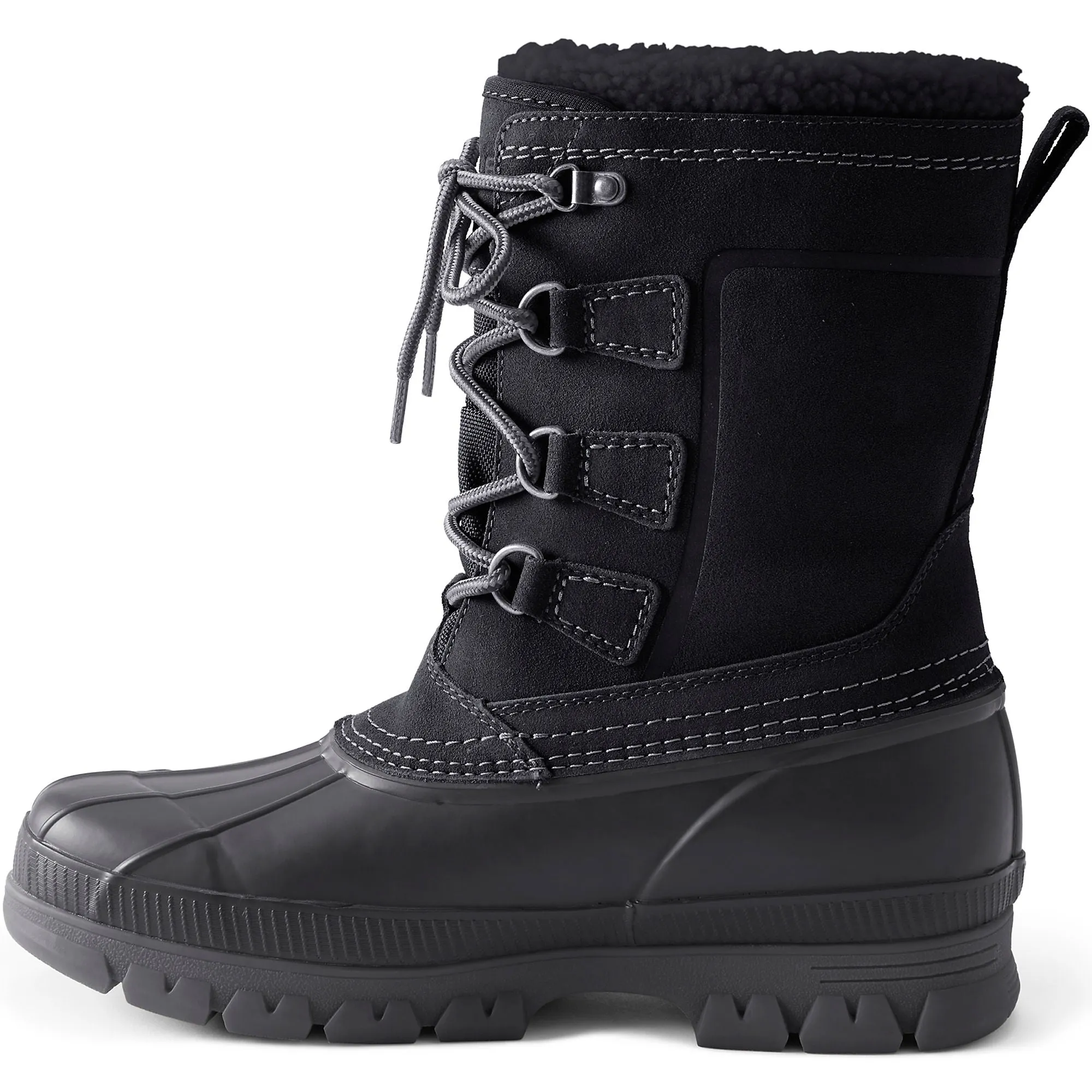 Lands' End Men's Expedition Suede Insulated Winter Snow Boots Black