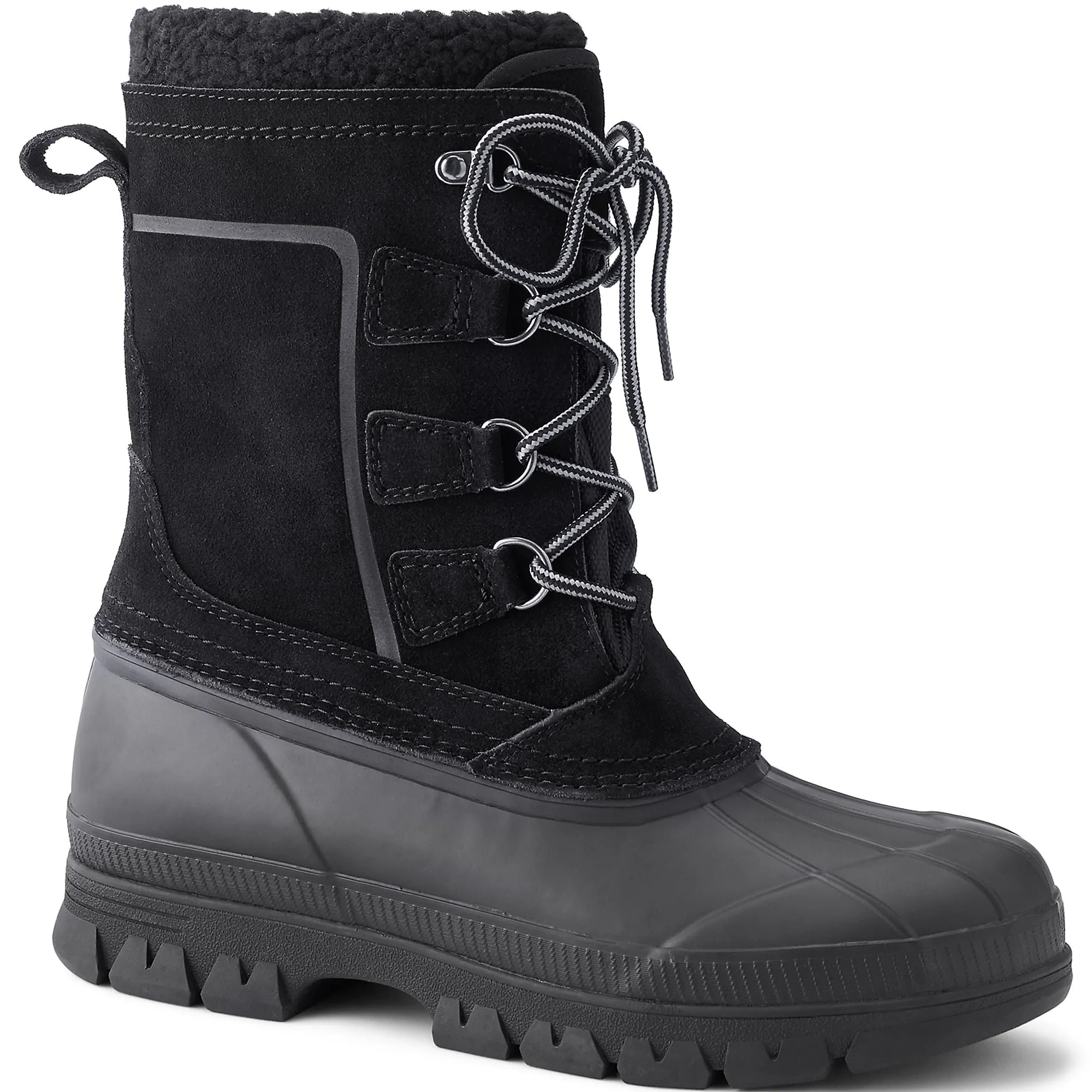 Lands' End Men's Expedition Suede Insulated Winter Snow Boots Black