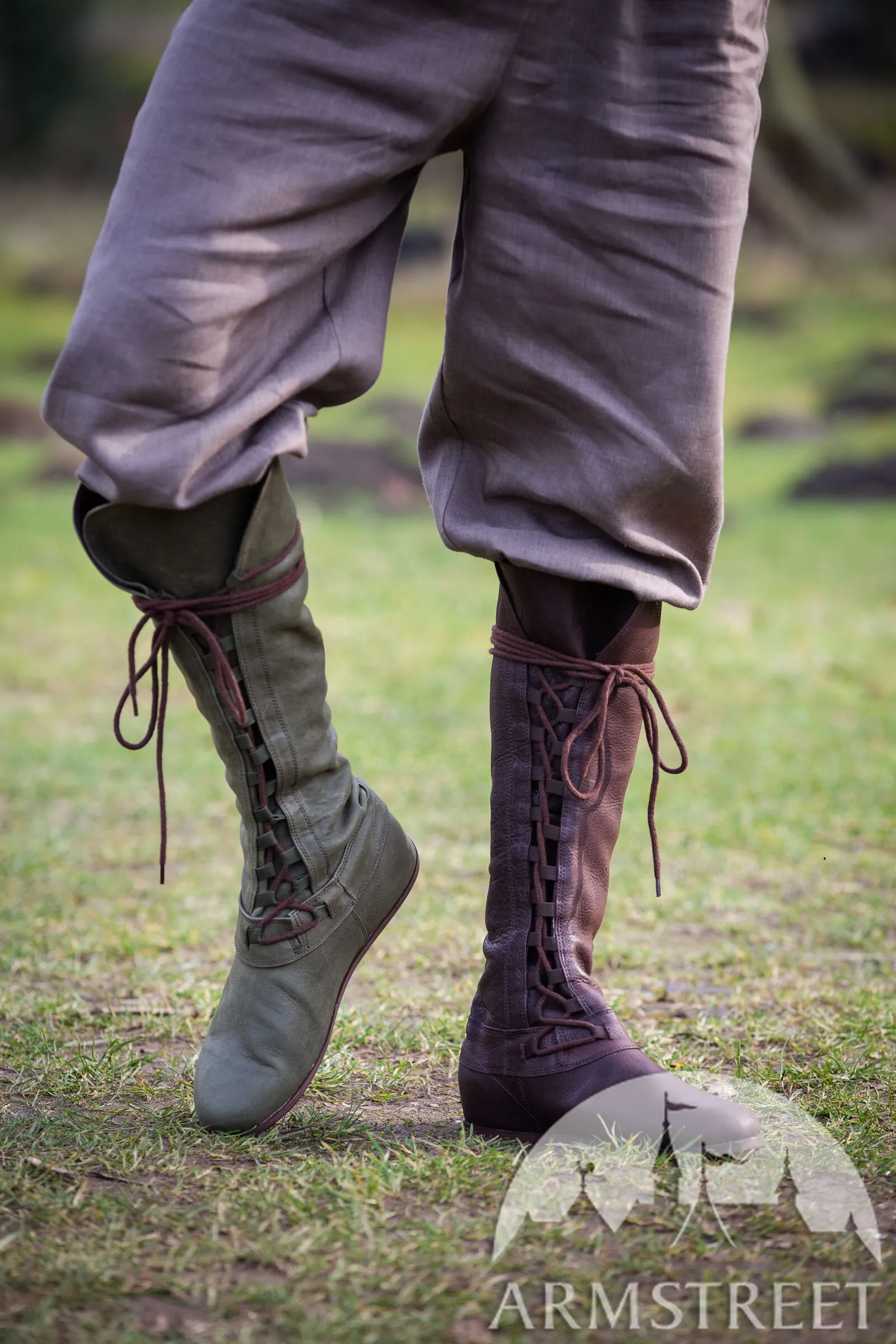 Matted Leather “Forest” Boots