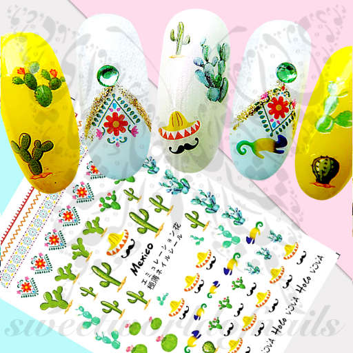 Mexican Nail Art Cactus Mexico Nail Stickers