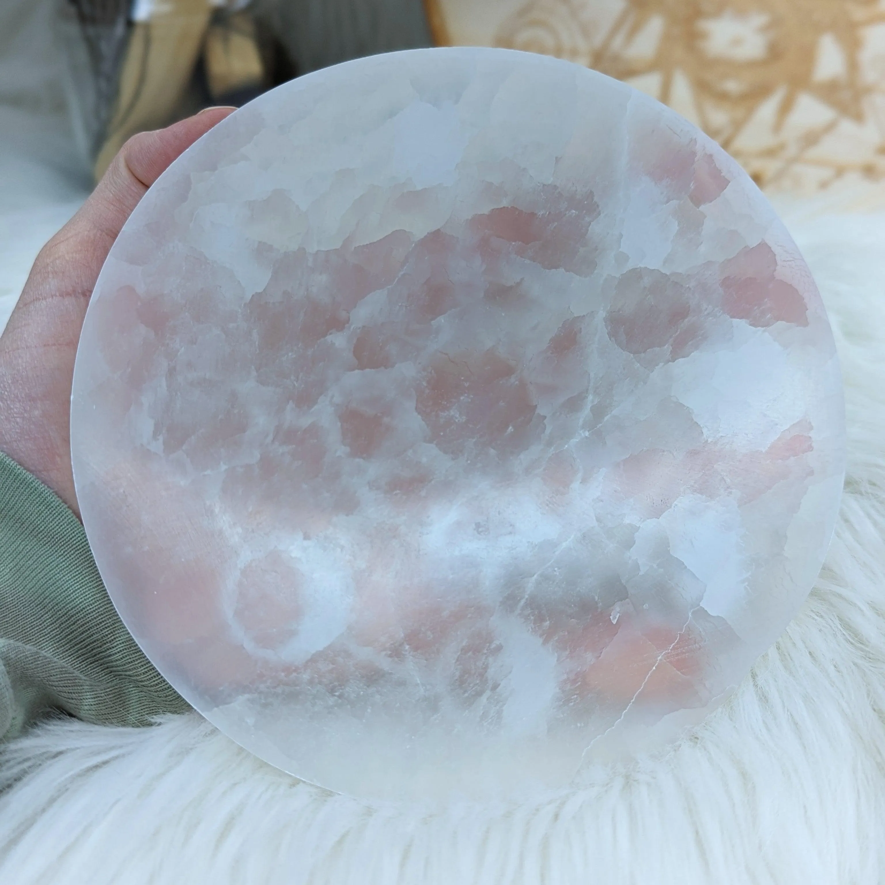 Moon Phase Engraved Selenite Charging Plate ~ Live by the Moon