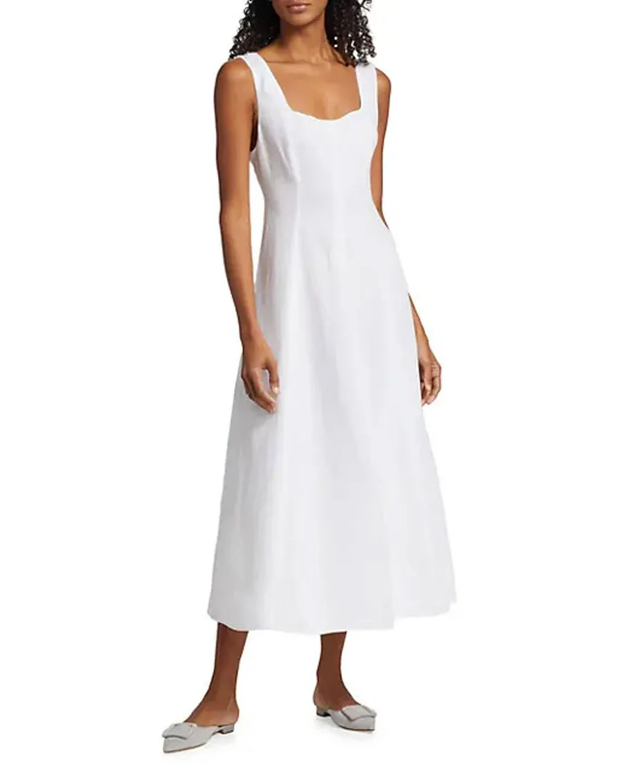 Off White Panelled Scoop Neck Dress