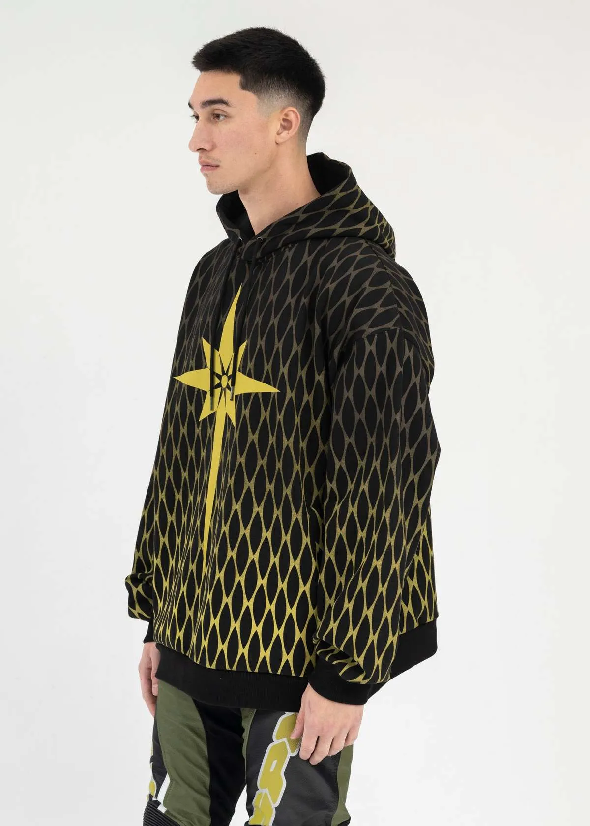 Origami Print Hoodie - Black