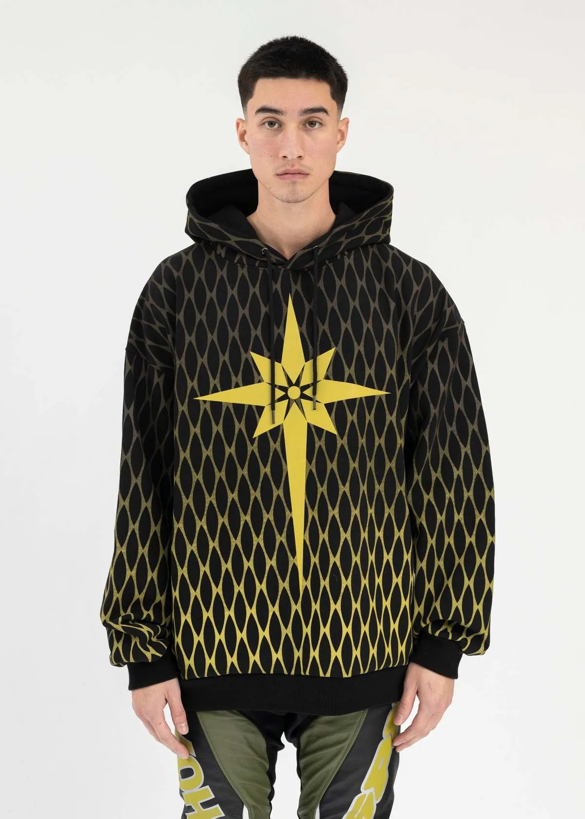 Origami Print Hoodie - Black