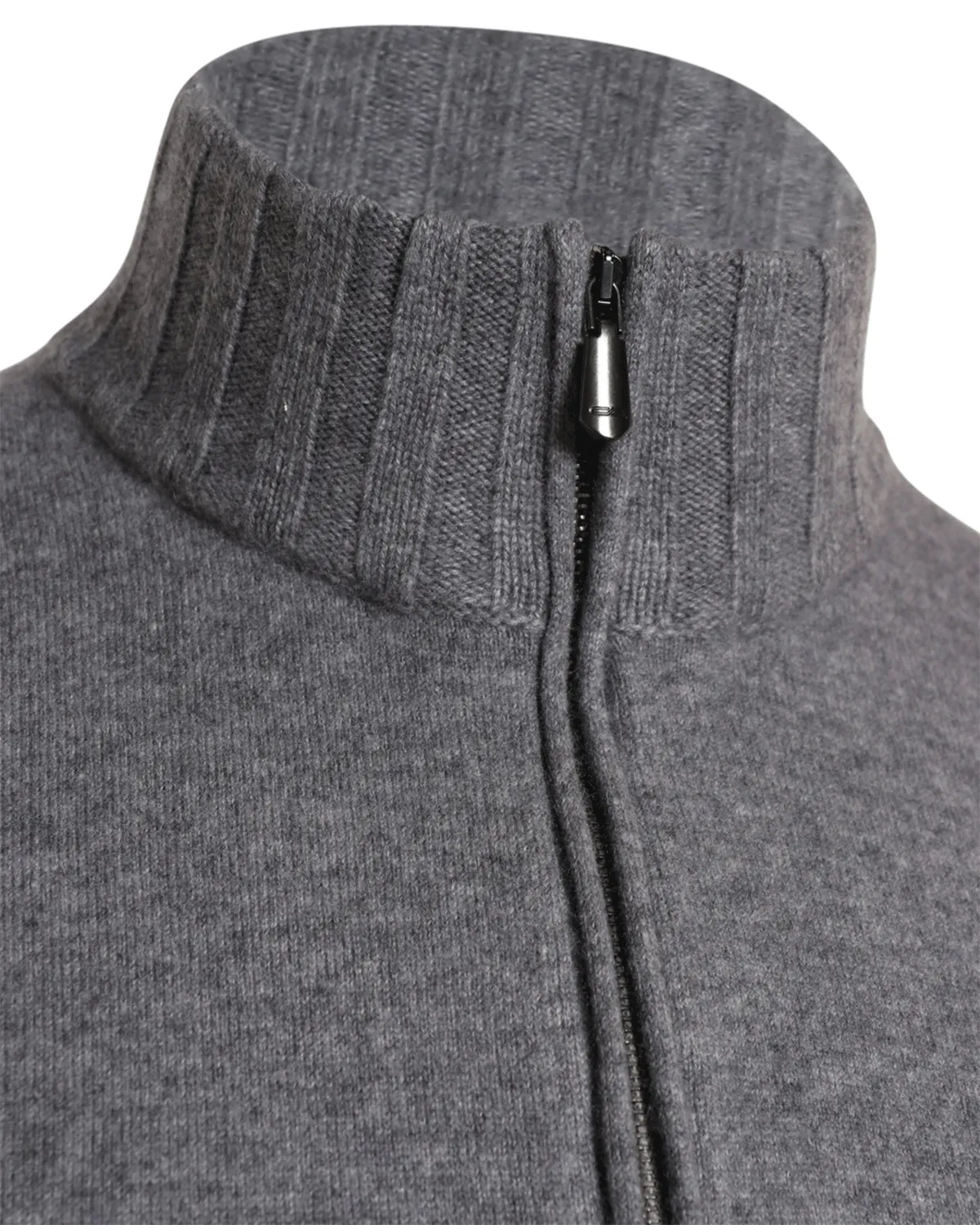 Pearl Grey Cashmere Quarter Zip Sweater