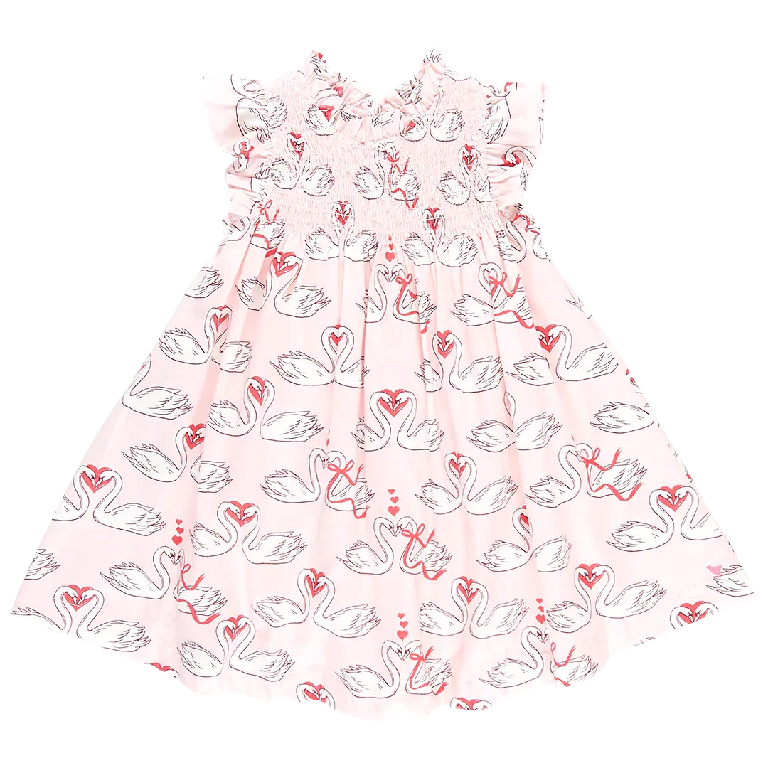 Pink Chicken - Girls Stevie Dress - Swan Love