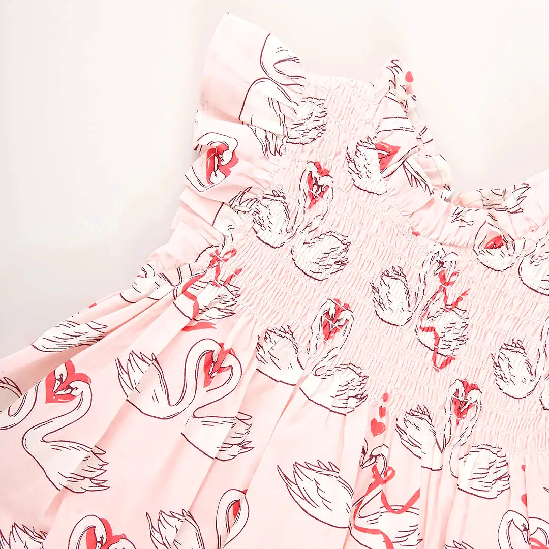 Pink Chicken - Girls Stevie Dress - Swan Love