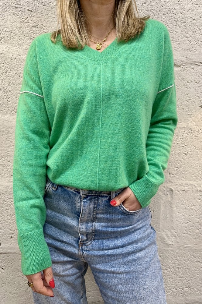 Piped Easy Vee Sweater    