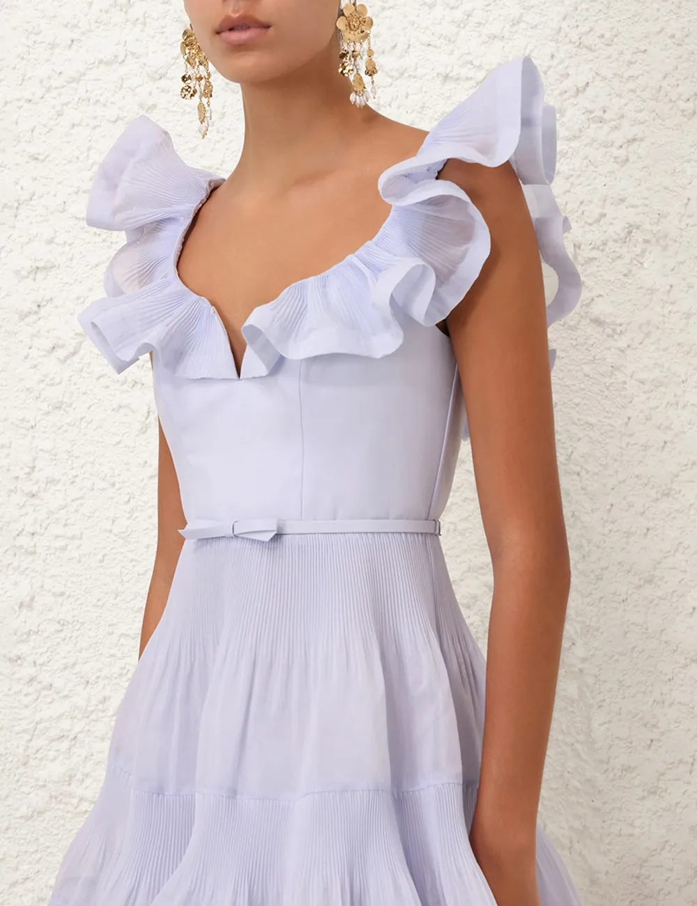 Pleated Frill Mini Dress