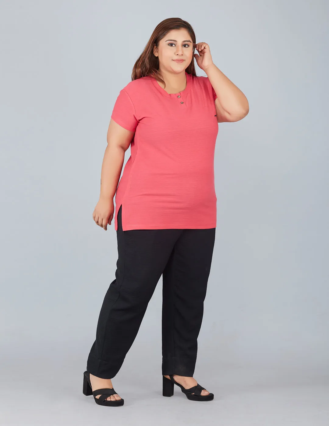 Plus Size Cotton T-shirts For Summer - Pink