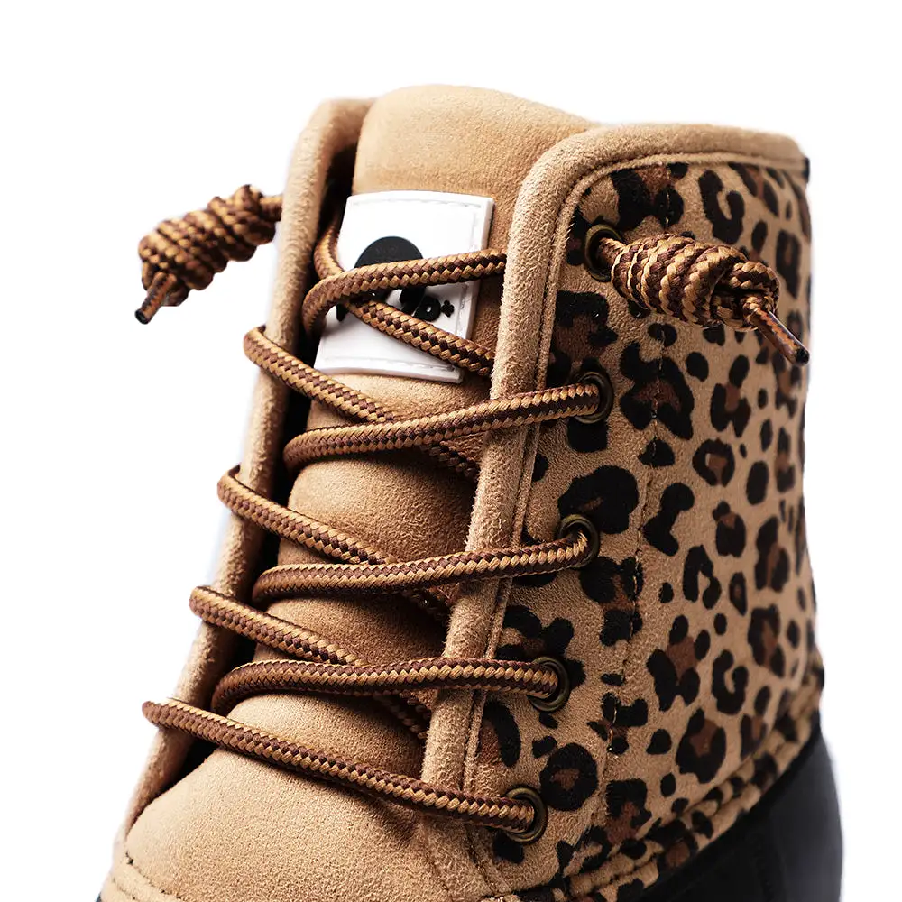 POT IT Womens Duck Boots Slip on Ankle Boots Waterproof Booties Mid Calf Leopard Snow Rain Boots