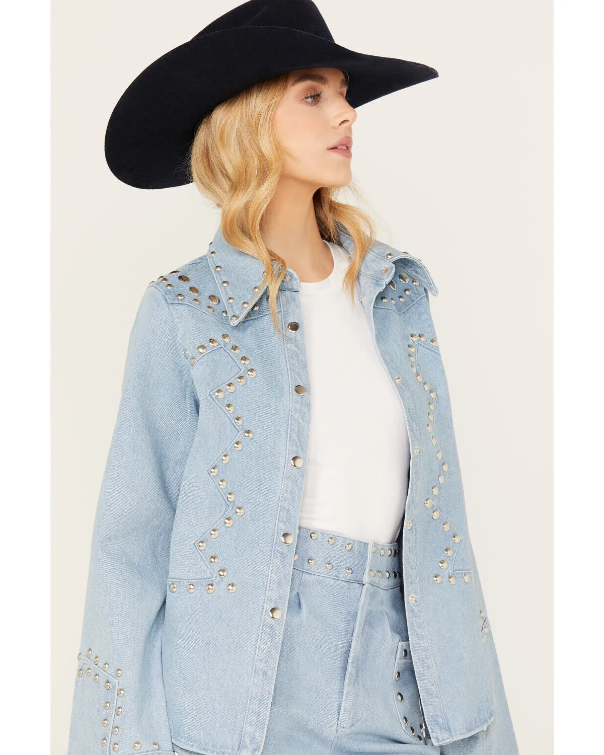 Product Name:  Understated Leather Women's Bluegrass Studded Denim Western Jacket