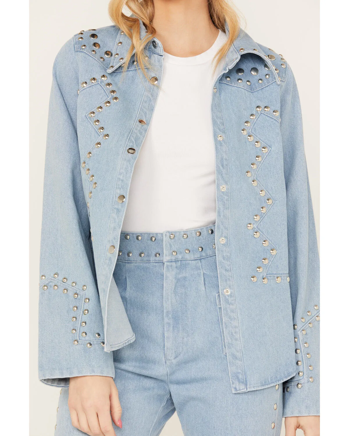 Product Name:  Understated Leather Women's Bluegrass Studded Denim Western Jacket