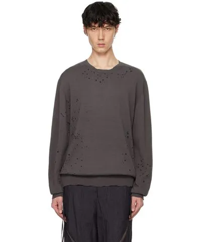 Professor.E Gray Tainted Knit Sweater